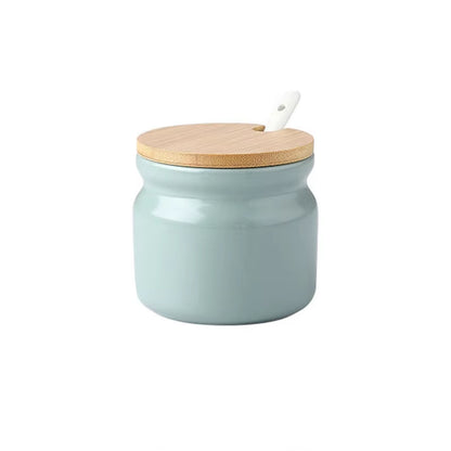 Ceramic Spice Rack Salt Shaker and Pepper Shaker Oil Bottle Set Kitchen Household Supplies for Spices Storage Jar with Cover